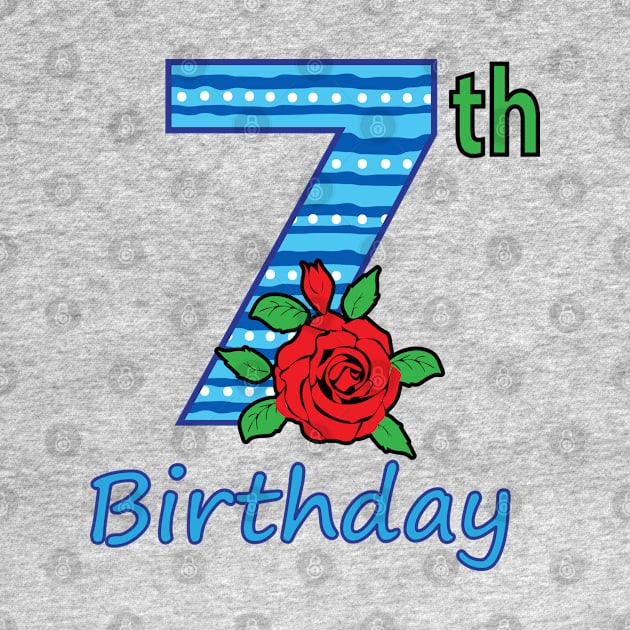 7th Floral - 7th Birthday - Flower - Floral - Birthday Party gift by lunamoonart